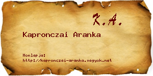 Kapronczai Aranka névjegykártya